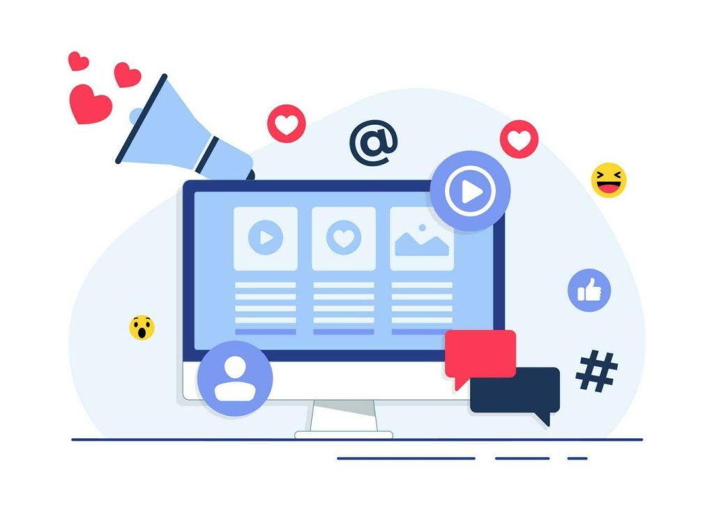 social media marketing concept flat illustration for landing page web banner mobile application banner business content strategy web design digital marketing online connection concept vector